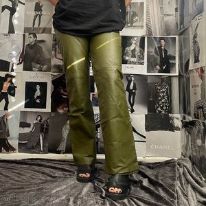 Y2K Olive Green leather pants